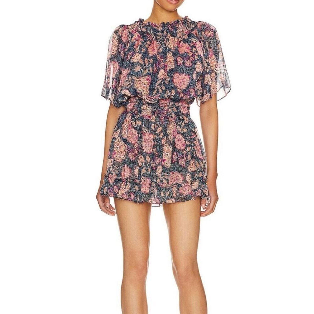 Misa Los Angeles Nathalie Dress In Flora Dot Smocked Waist Mini Sz S Revolve